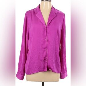 Banana Republic Pink Long Sleeve Notched Collar Blouse